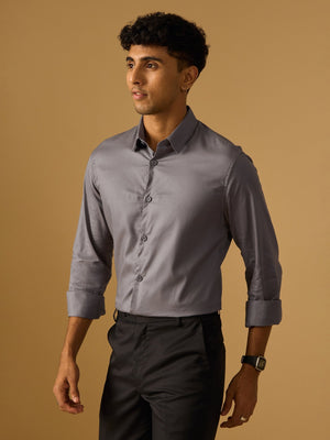 Calanthe - Giza Cotton Slim Fit Shirt - Grey - Espanshe