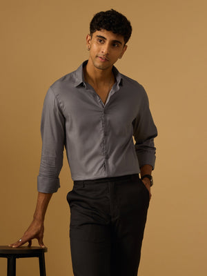 Calanthe - Giza Cotton Slim Fit Shirt - Grey - Espanshe