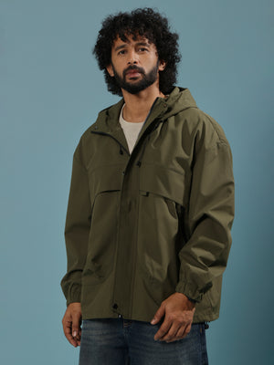 men's green hooded nylon jacket made from nylon blend, lightweight and durable
lightweight jakcet for men