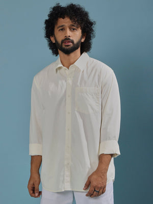 Eluded - Regular Fit Full Sleeve Poplin Shirt - Off White - Espanshe