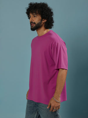 men's halfsleeve plain tshirt in fuchsia