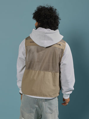 Romillya - Zippered Cargo Vest - Biege - Espanshe