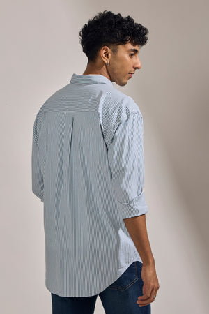 men's oversized cement green stripped shirt with full sleeve and chest pocket made from 100% cotton.
pure cotton shirts for men
oversized shirts for men