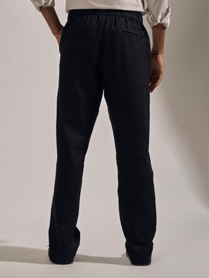 Gwynetha - Loose Fit Linen Joggers - Black - Espanshe