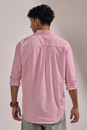 Lisandra - Oversize Striped Shirt- Red - Espanshe