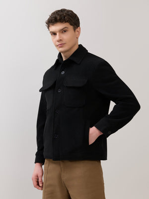 Alloy - Relaxed Corduroy Shacket - Black - Espanshe