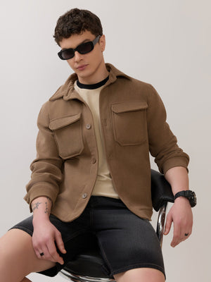 Alloy - Relaxed Corduroy Shacket - Brown - Espanshe
