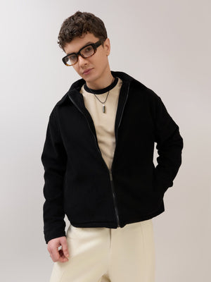 Petal - Relaxed Zip Jacket - Black - Espanshe
