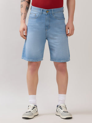 Wax - Relaxed Fit Denim Shorts - Blue - Espanshe