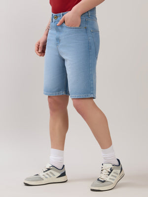 Wax - Relaxed Fit Denim Shorts - Blue - Espanshe