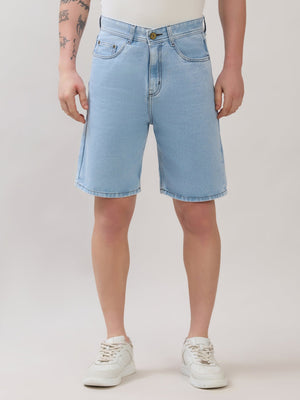 Wax - Relaxed Fit Denim Shorts - Light Blue - Espanshe