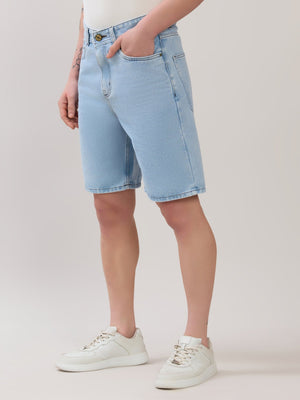 Wax - Relaxed Fit Denim Shorts - Light Blue - Espanshe