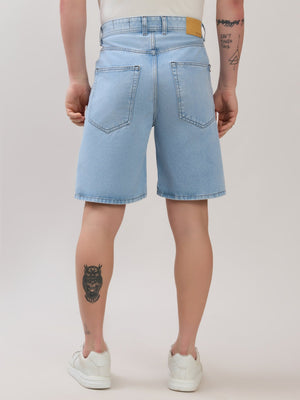 Wax - Relaxed Fit Denim Shorts - Light Blue - Espanshe