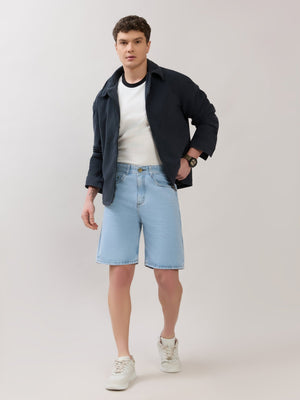 Wax - Relaxed Fit Denim Shorts - Light Blue - Espanshe