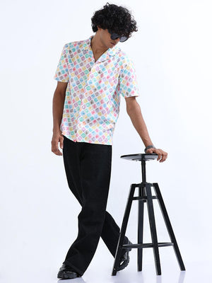 Men's Multicolor Cuban Collar Embroidered shirt - Espanshe