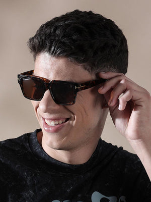 Trip Square Sunglass Tortoise shell Print - Gold Brown - Espanshe