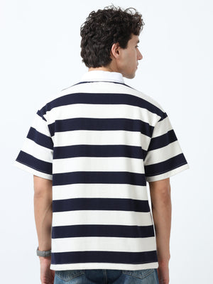 Calla - Oversized Striped Polo T Shirt - navy Blue - Espanshe
oversized tshirt for men
polo tshirt for men