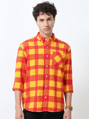 Clio - Brushed Checkered Shirt - Sunset Checkered - Espanshe