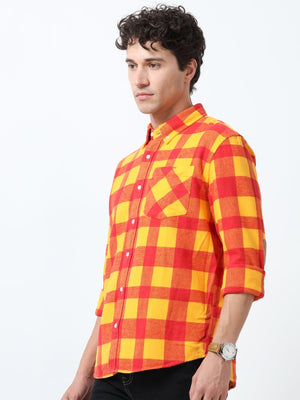Clio - Brushed Checkered Shirt - Sunset Checkered - Espanshe
