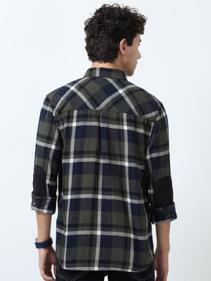 Clio - Brushed Checkered Shirt - Dark Green - Espanshe