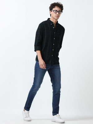 Clio - Brushed Checkered Shirt - Forest Green Checkered - Espanshe