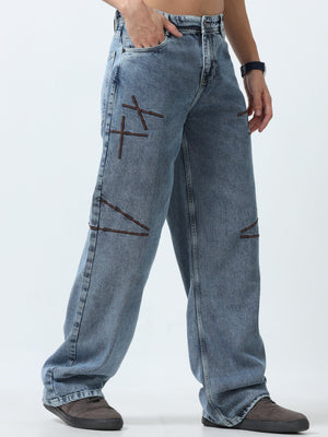 loose fit jeans with stylish embroidery
loose fit jean for men
stylish jean for men