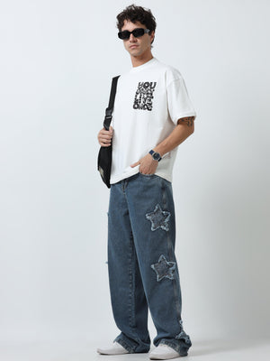 Loose fit washed jeans with star patch offering a unique look
Loose fit jeans for men
stylish jean for men