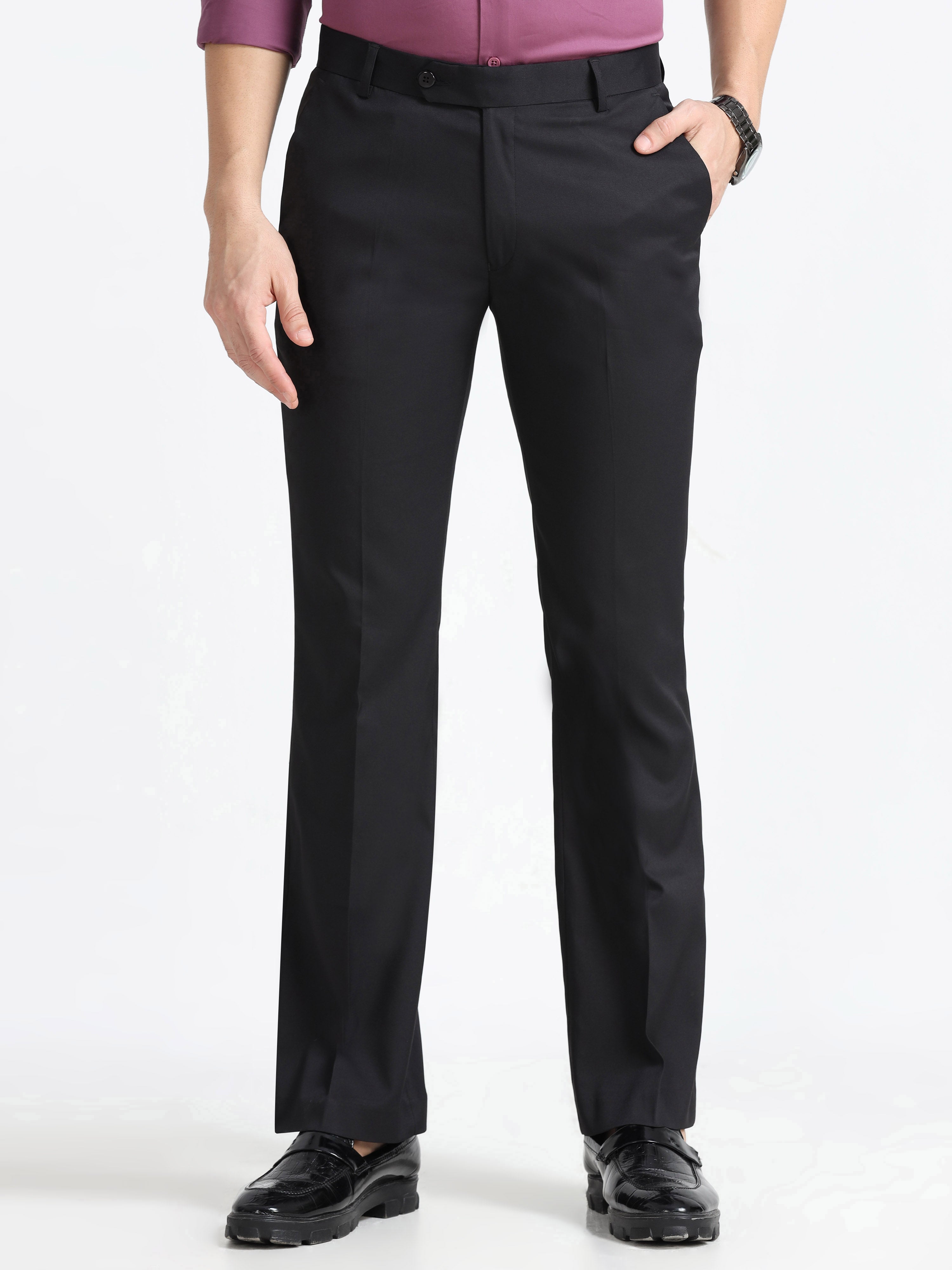 Stylish Black Bootcut Formal Pants for Men | Espanshe Stylish Black Bootcut Formal Pants for Men | Espanshe