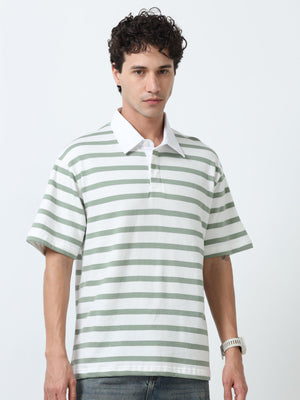 Calla - Oversized Striped Polo T Shirt - green - Espanshe
oversized tshirt for men
polo tshirt for men