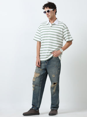 Calla - Oversized Striped Polo T Shirt - green - Espanshe
oversized tshirt for men
polo tshirt for men