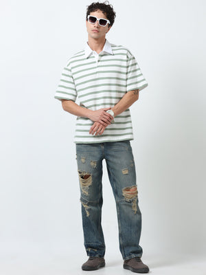 Calla - Oversized Striped Polo T Shirt - green - Espanshe
oversized tshirt for men
polo tshirt for men