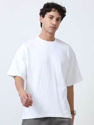 Elowen - Oversized Round neck
t-Shirt with five sleeve -White - Espanshe
round neck tshirt for men
five sleeve tshirt for men