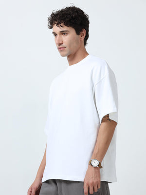 Elowen - Oversized Round neck
t-Shirt with five sleeve -White - Espanshe
round neck tshirt for men
five sleeve tshirt for men