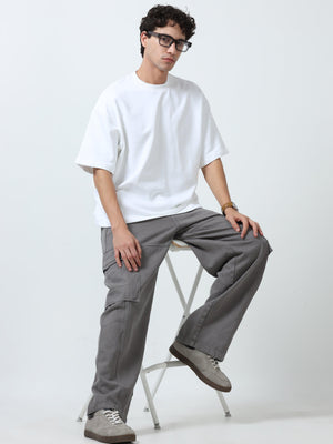 Elowen - Oversized Round neck
t-Shirt with five sleeve -White - Espanshe
round neck tshirt for men
five sleeve tshirt for men