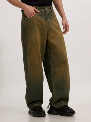 men's super baggy jeans in stained blue