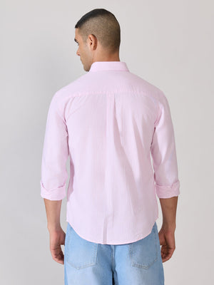 Neocut - Relaxed Striped Oxford Shirt - Light Pink - Espanshe
