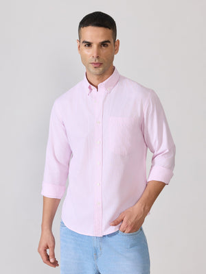 Neocut - Relaxed Striped Oxford Shirt - Light Pink - Espanshe