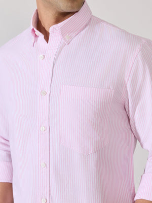 Neocut - Relaxed Striped Oxford Shirt - Light Pink - Espanshe