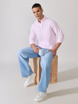 Neocut - Relaxed Striped Oxford Shirt - Light Pink - Espanshe