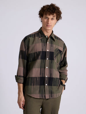 Talbot - Drop Shoulder Checks Shirt - Olive - Espanshe