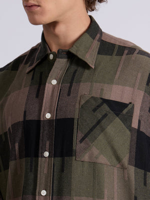 Talbot - Drop Shoulder Checks Shirt - Olive - Espanshe