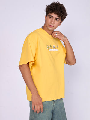 Men's Printed Baggy T-Shirt - Yellow