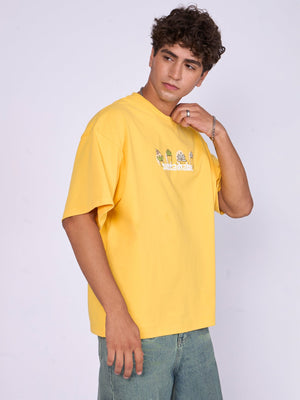 Everston - Sustainable Printed Baggy T-Shirt - Yellow - Espanshe