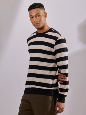 Swyft - Striped Crew neck Sweater - Black - Espanshe