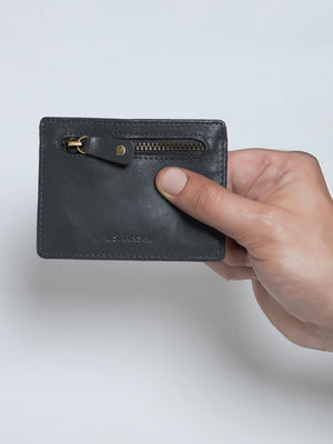 Arctic-9 - Card Holder Leather Zip Wallet - Grey - Espanshe