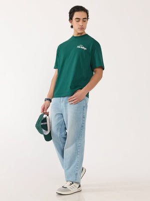 Sheldon - Palm Paradise Graphic Green Loose Fit T-Shirt - Espanshe