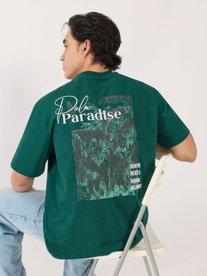 Sheldon - Palm Paradise Graphic Green Loose Fit T-Shirt - Espanshe