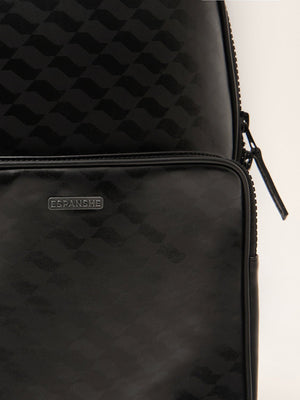 Blair - Black Monogram Leather Backpack - Espanshe