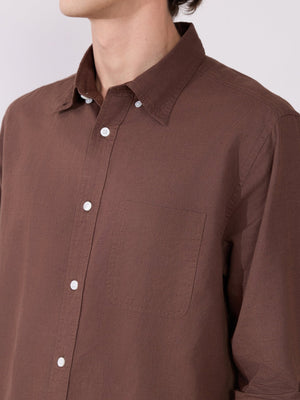 Taliko - Comfort Fit Dark Brown Linen Shirt - Espanshe