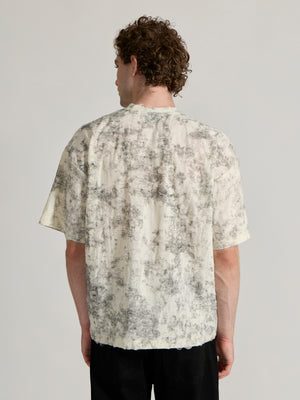man wearing a Distressed Oversized T-Shirt - black